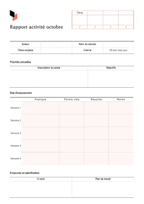 Rapports de travail mensuels propres en blanc et beige
