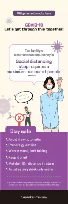 Faixa roxa moderna com as diretrizes da Covid-19