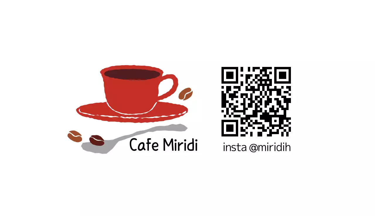 赤 シンプル カフェ シール 名刺