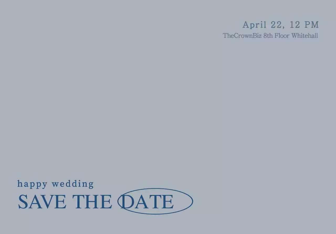 A simple concept wedding guest invitation with blue text