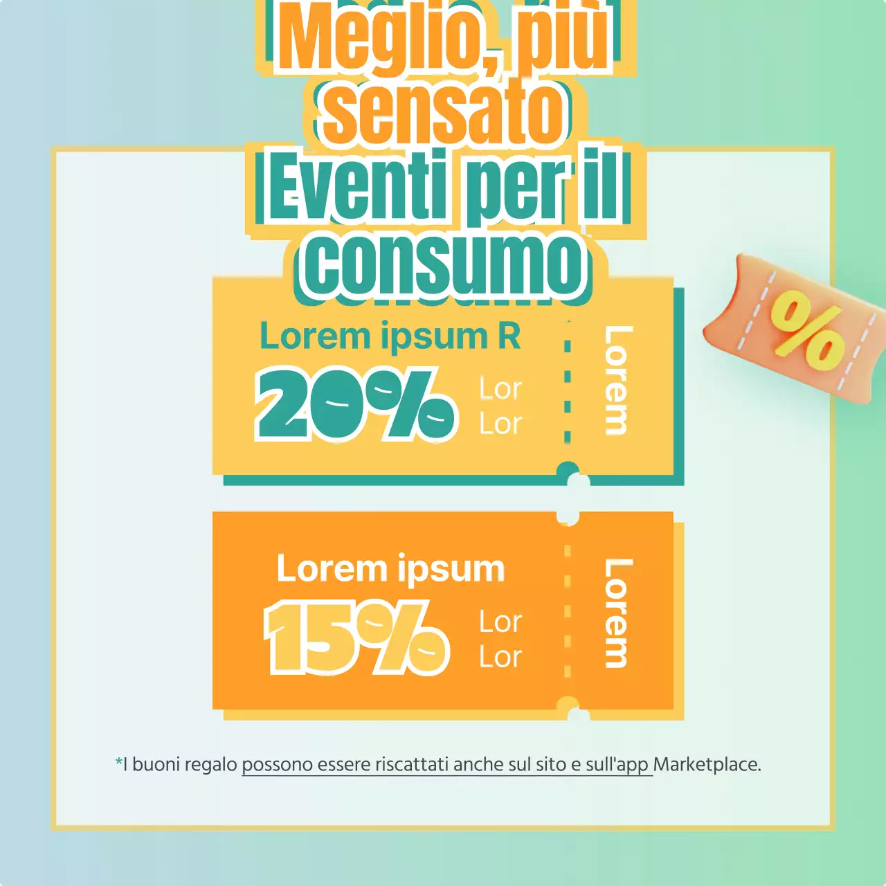 Un semplice post di vendita di prodotti gialli e menta