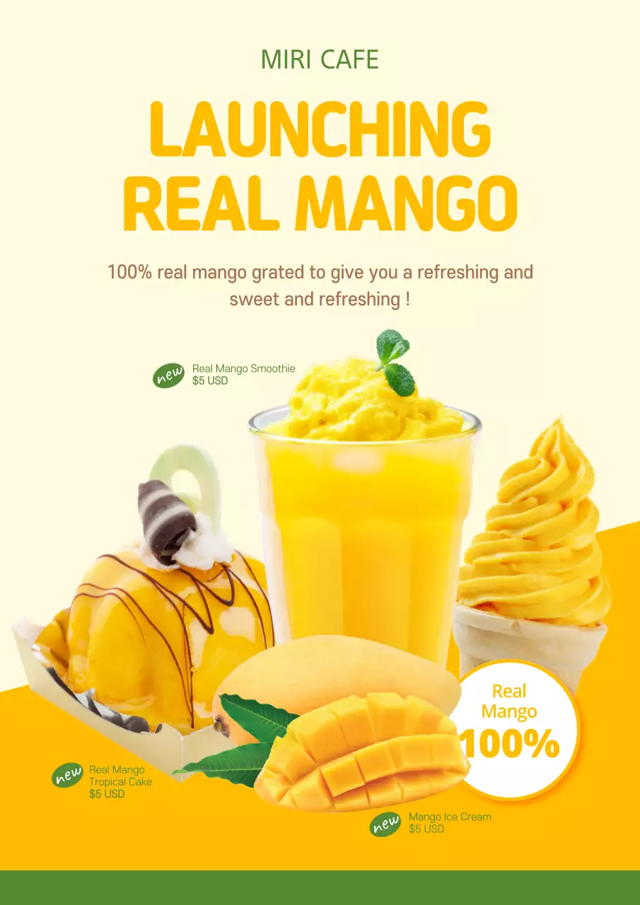 Yellow Trendy Mango Promotion Poster