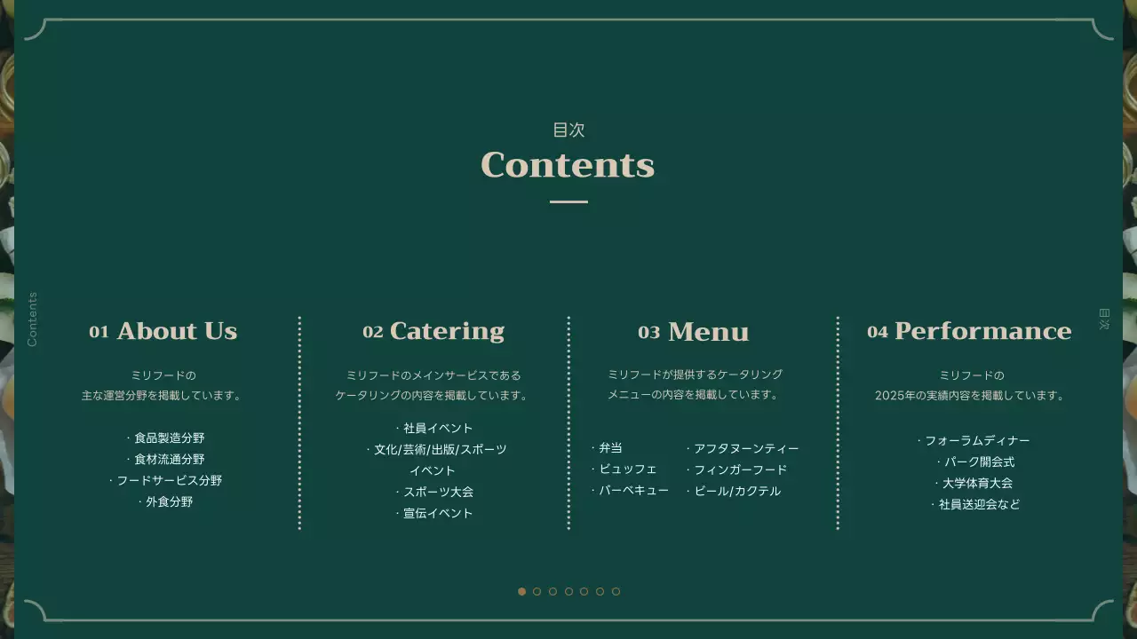 茶色 上品 ケータリング 資料 プレゼンテーション