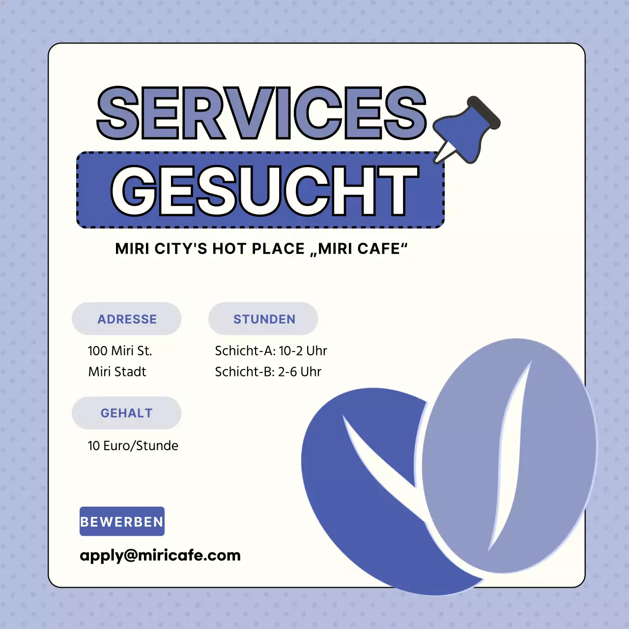 Barista-Stellenausschreibung in Mauve und Weiß mit Texthervorhebung V1