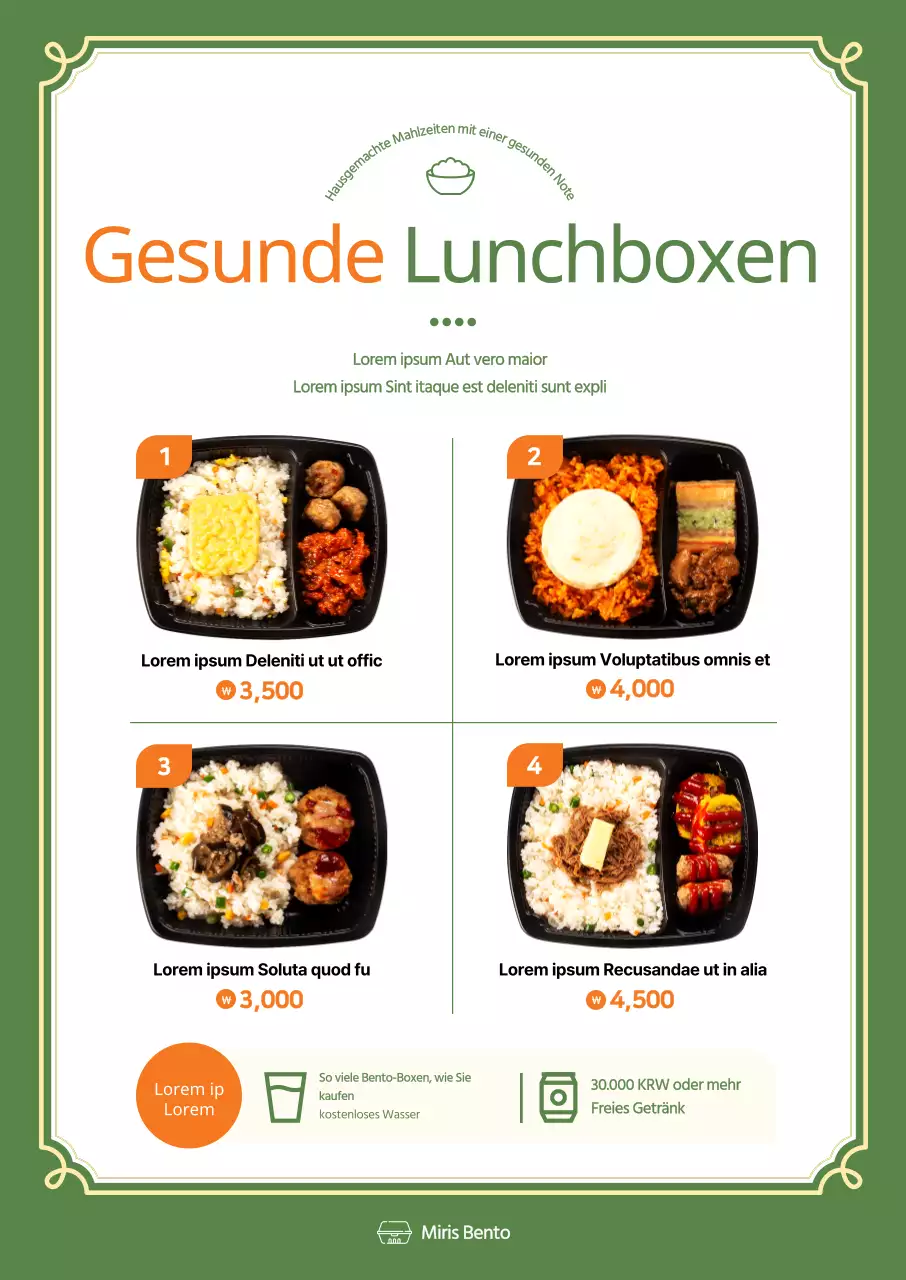 Förderung einer beruhigenden Lunchbox auf grünem Hintergrund