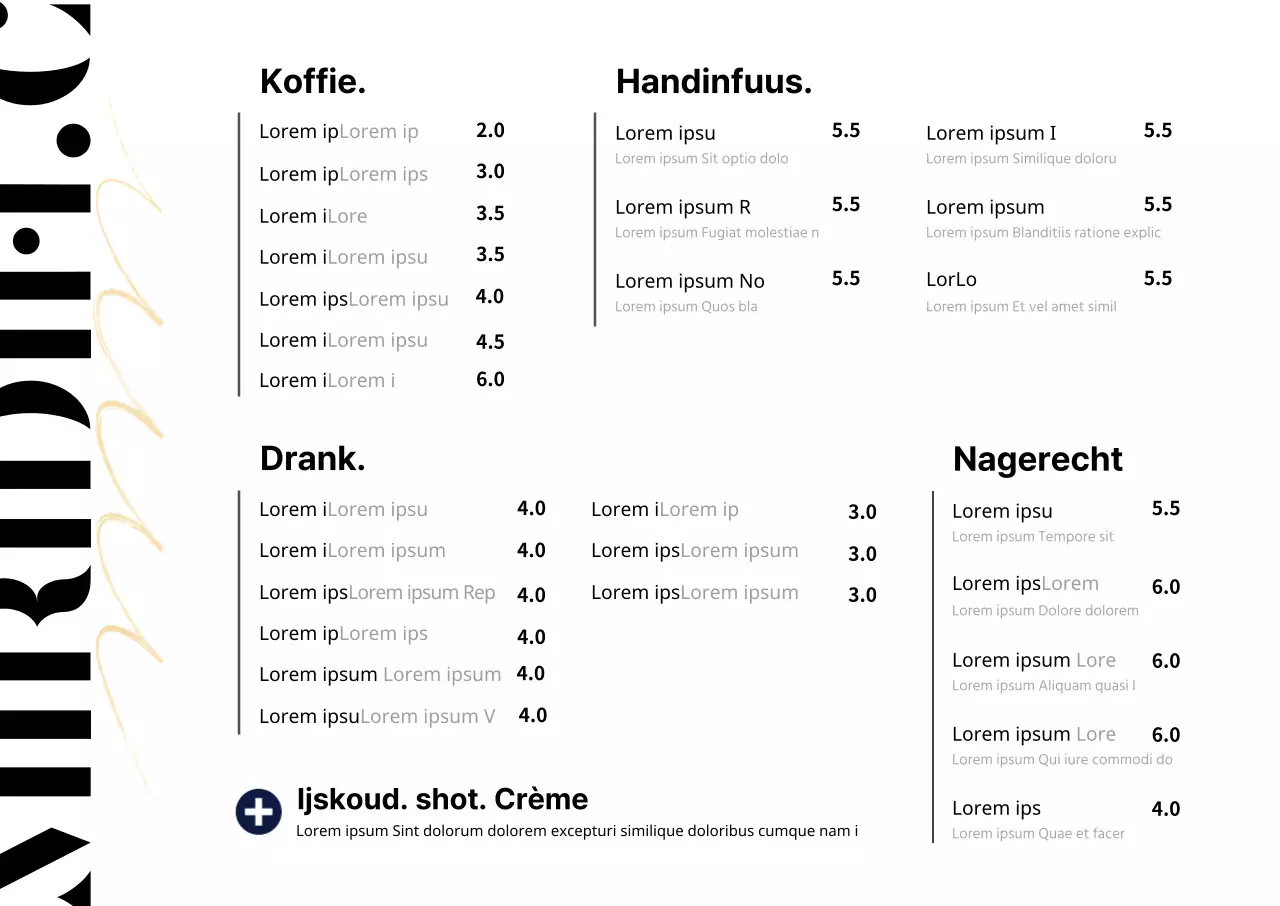 witte achtergrond eenvoudige typografie café menu horizontale poster
