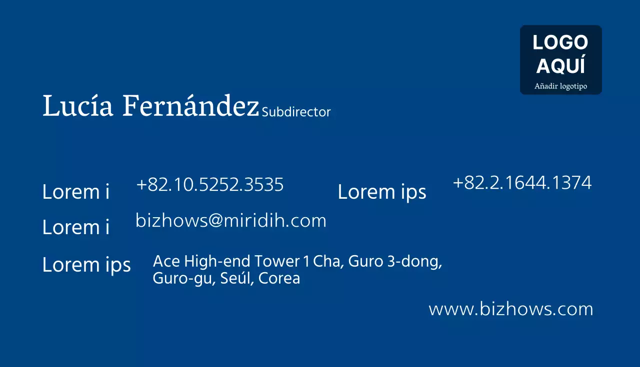 Tarjeta de visita azul sencilla