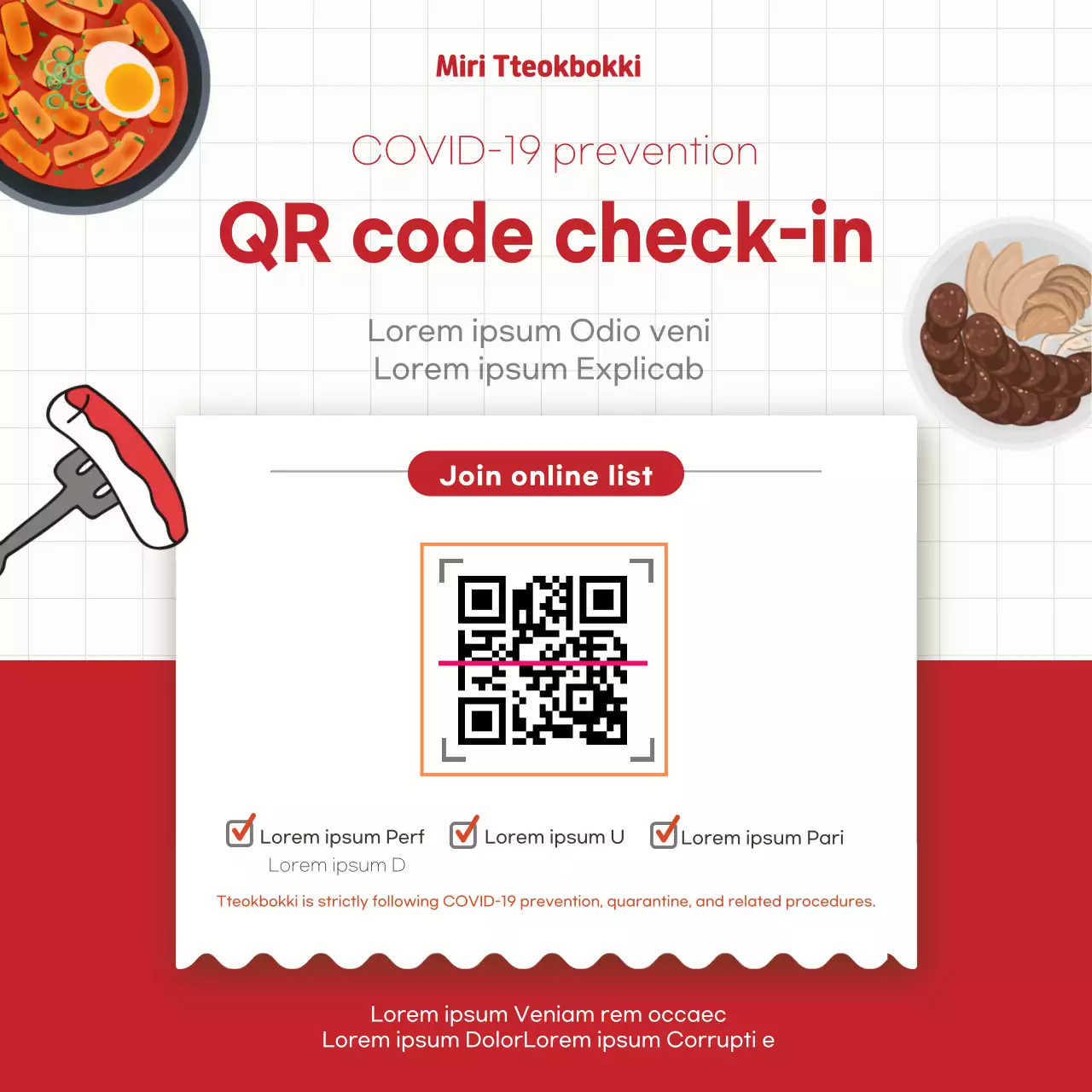 Biểu ngữ thông báo đăng ký Qr hiện đại màu đỏ