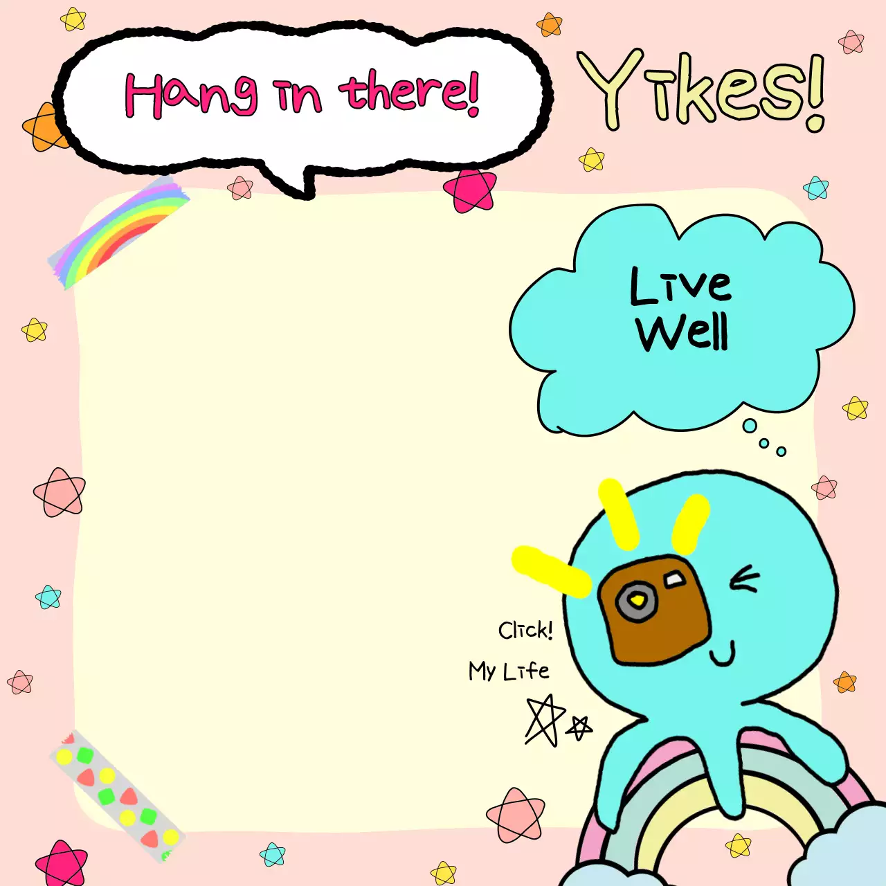 Pink Playful Encouragement Card Social Media Post