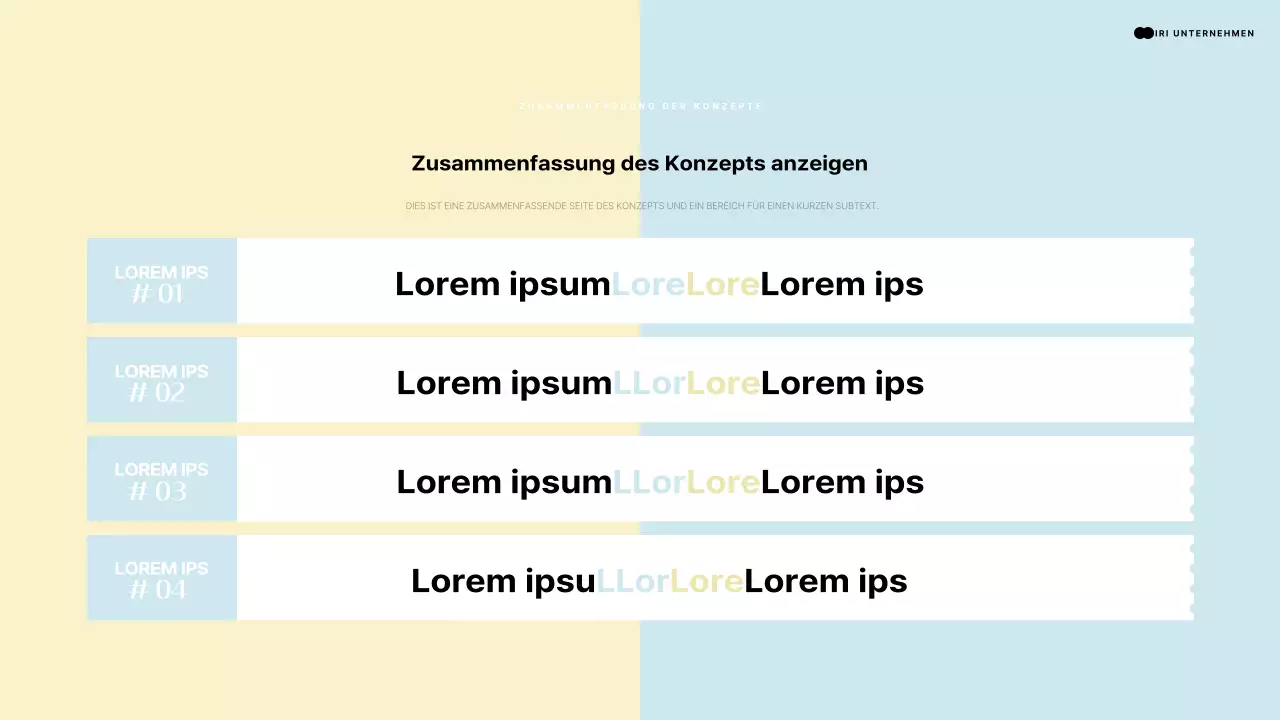Einleitende Präsentation mit einem menschlichen Element, das auf einen hellblauen und gelben Raum zeigt
