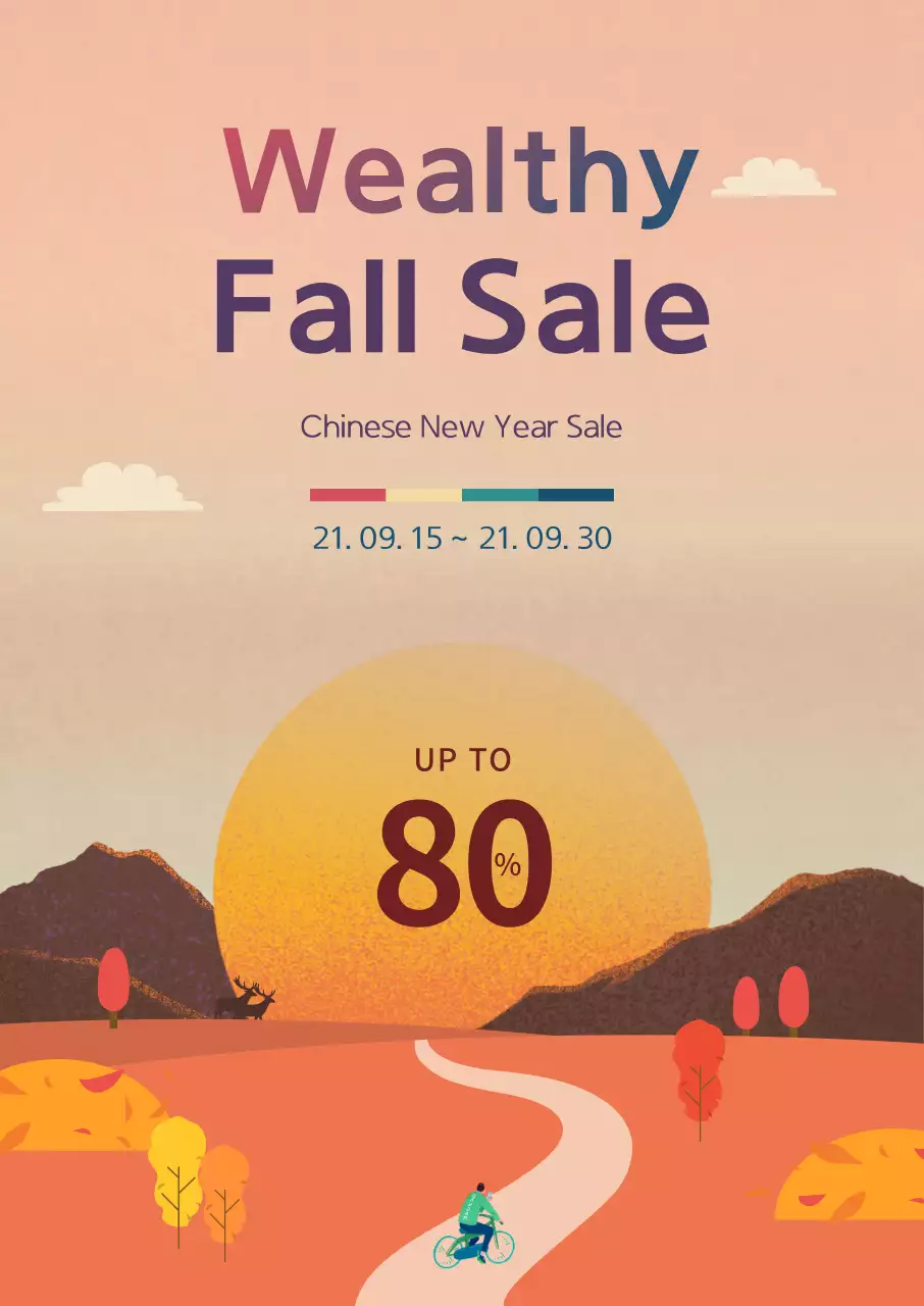 Giảm giá Chuseok với hình minh họa khái niệm mùa thu màu nâu