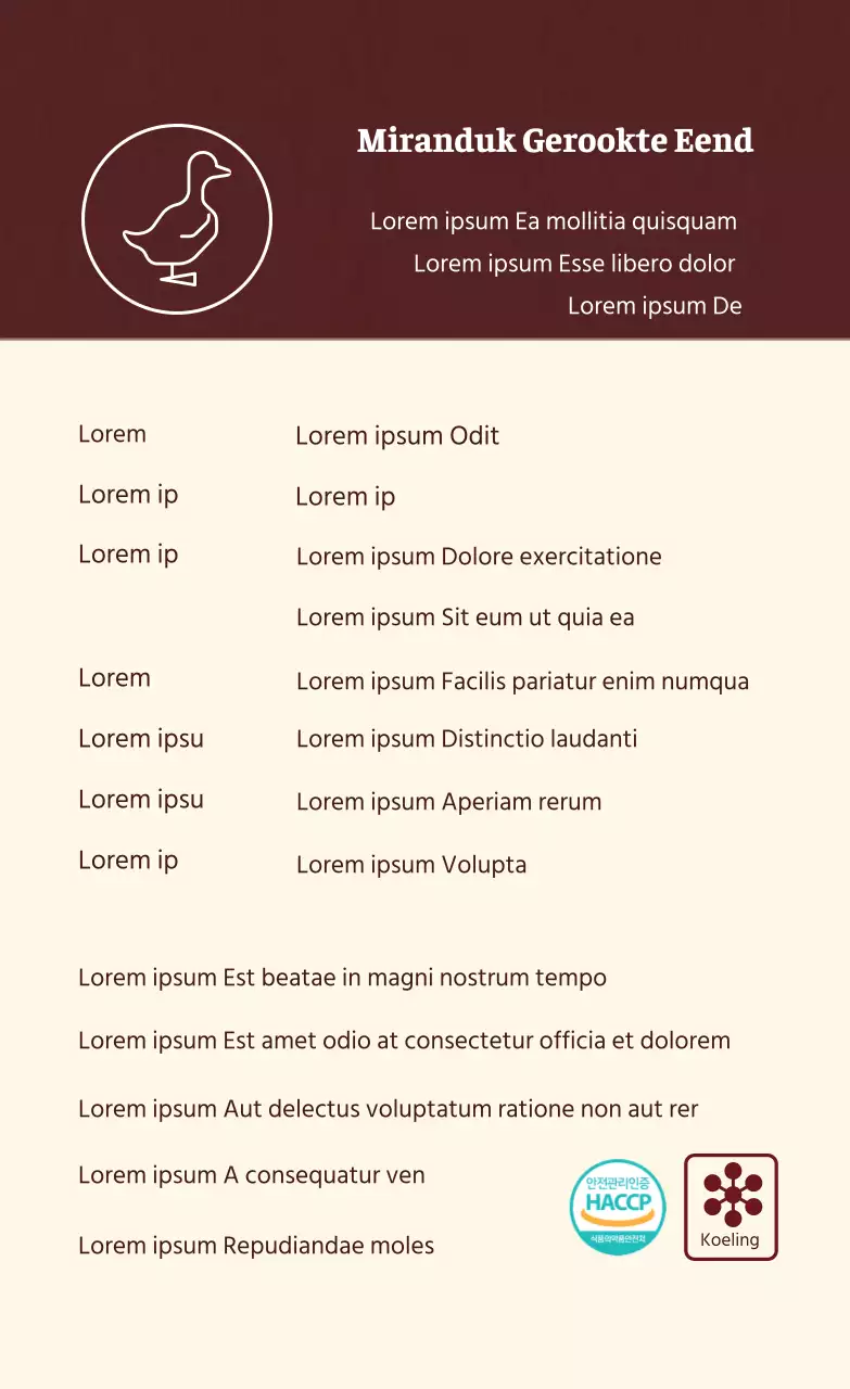 Bruin logo clean food gerookt eend detail etiket