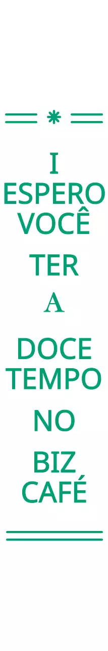 Café de estilo papelaria com texto verde e emocional