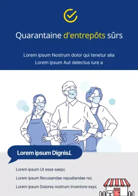 Affiche web du magasin de quarantaine assuré bleu marine jaune