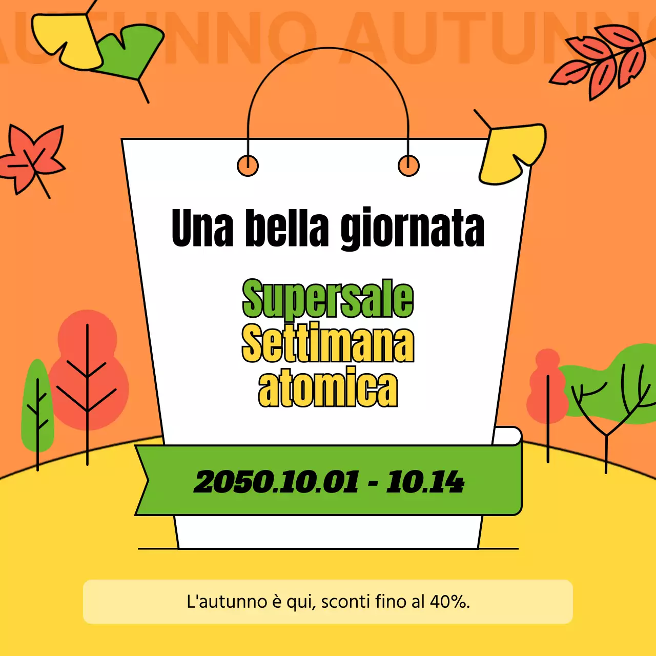 Promuovere una vendita autunnale tropicale in chartreuse e giallo