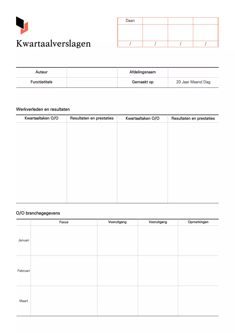 Strakke kwartaalrapportage in wit en beige