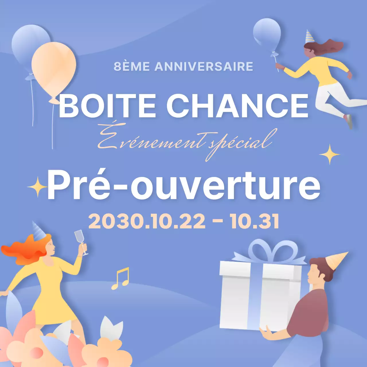 Promouvoir l'événement Lucky Box bleu et jaune fantaisie