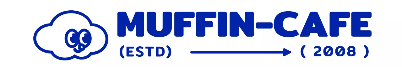 Eine einfache, niedliche Cupcake-Illustration in marineblau mit einem Emblem Logo-Stil Cafe