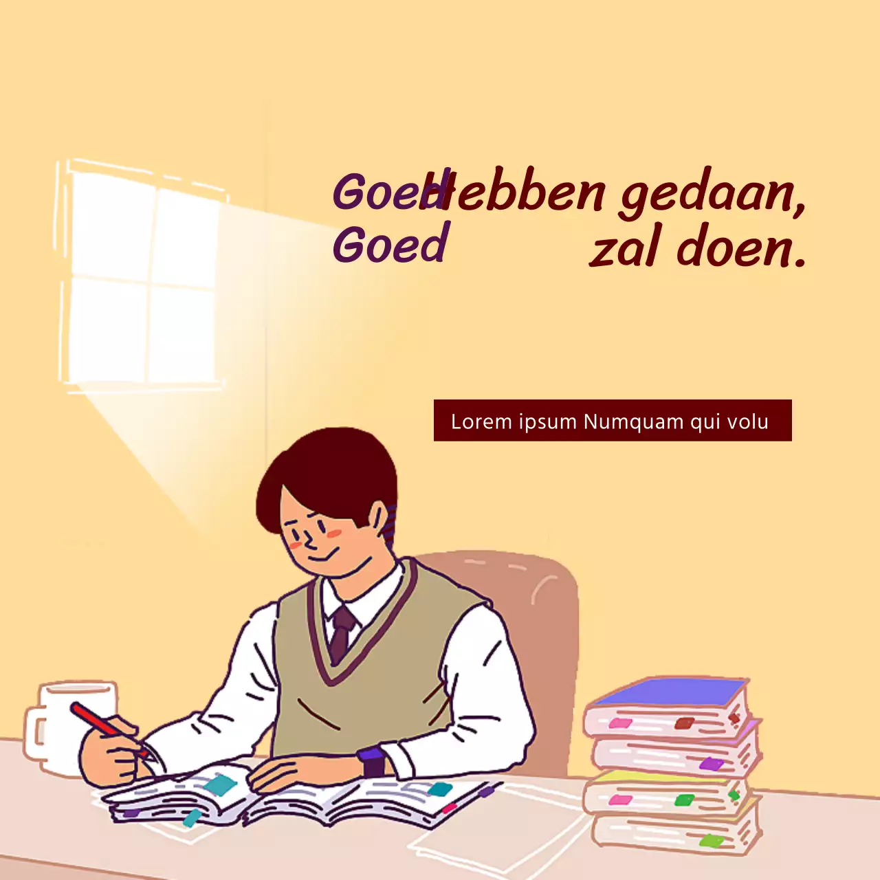 Genezingsthema voor examenkandidaten met geelbruin warm handtekeningsconcept