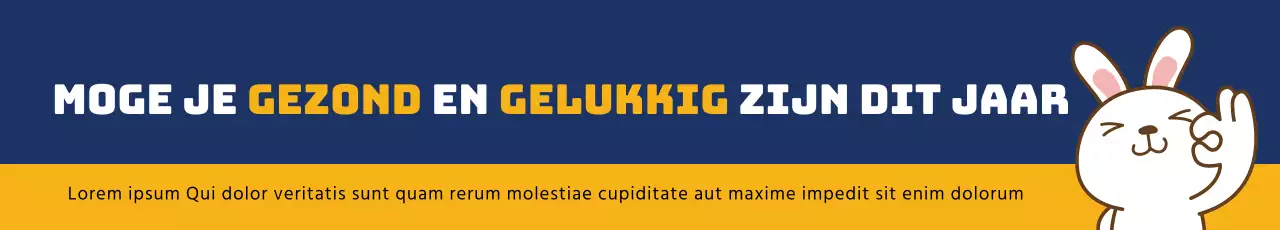 Blauw gele illustratie schattig nieuw jaar groet