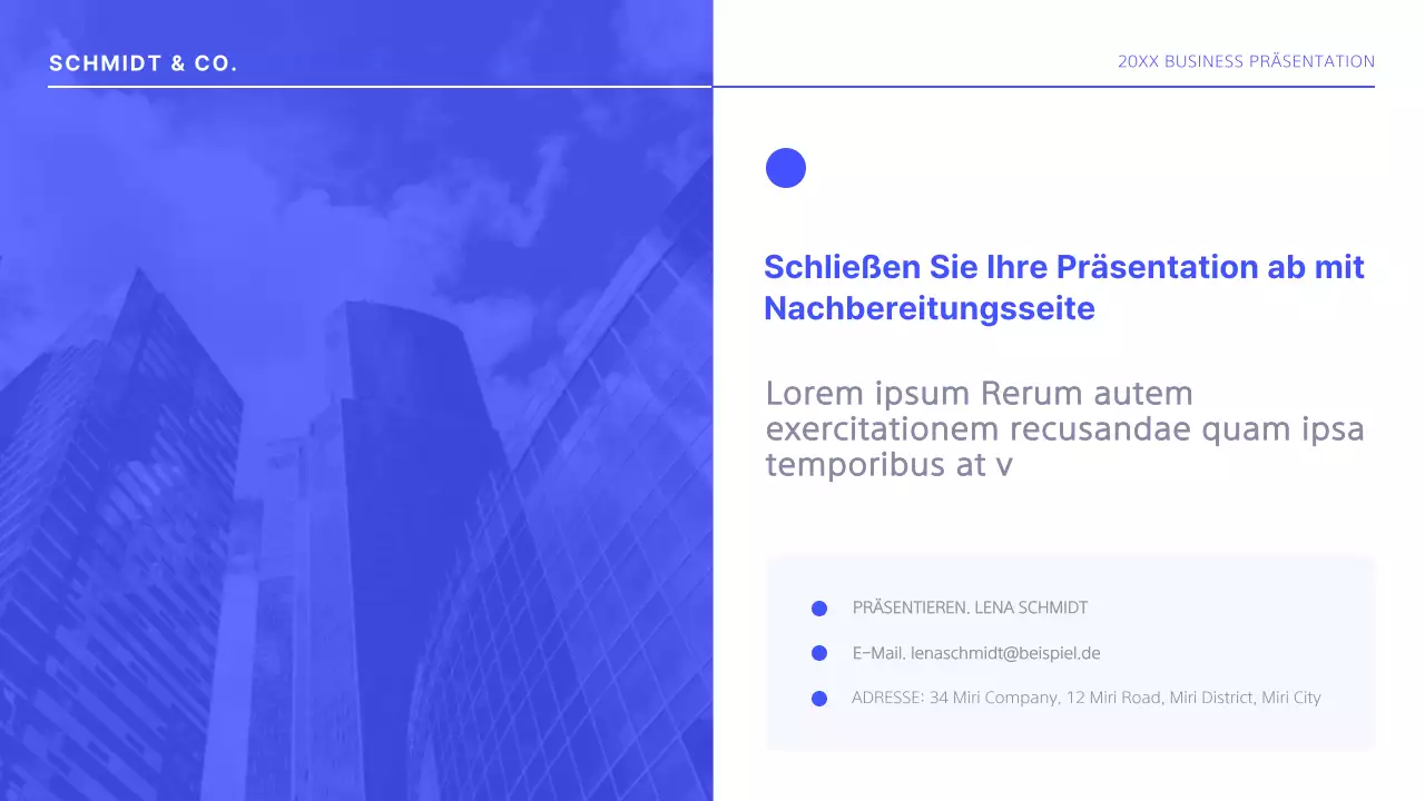 Einfacher blauer und weißer Business-Layout-Bericht