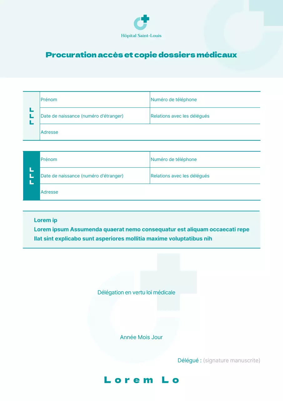 Une simple procuration couleur menthe pour accéder aux dossiers médicaux et les copier