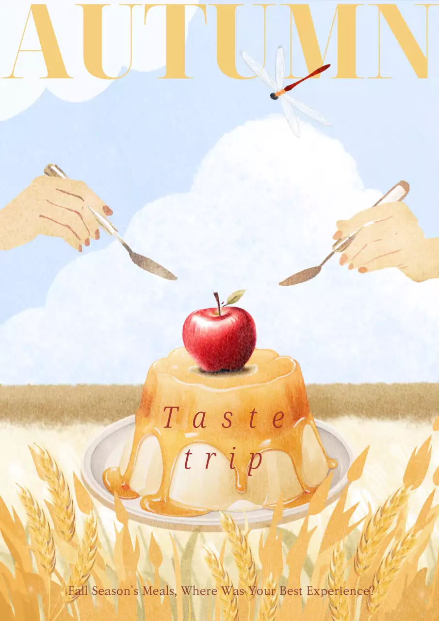베이지색의 빈티지한 가을 미식 여행 홍보