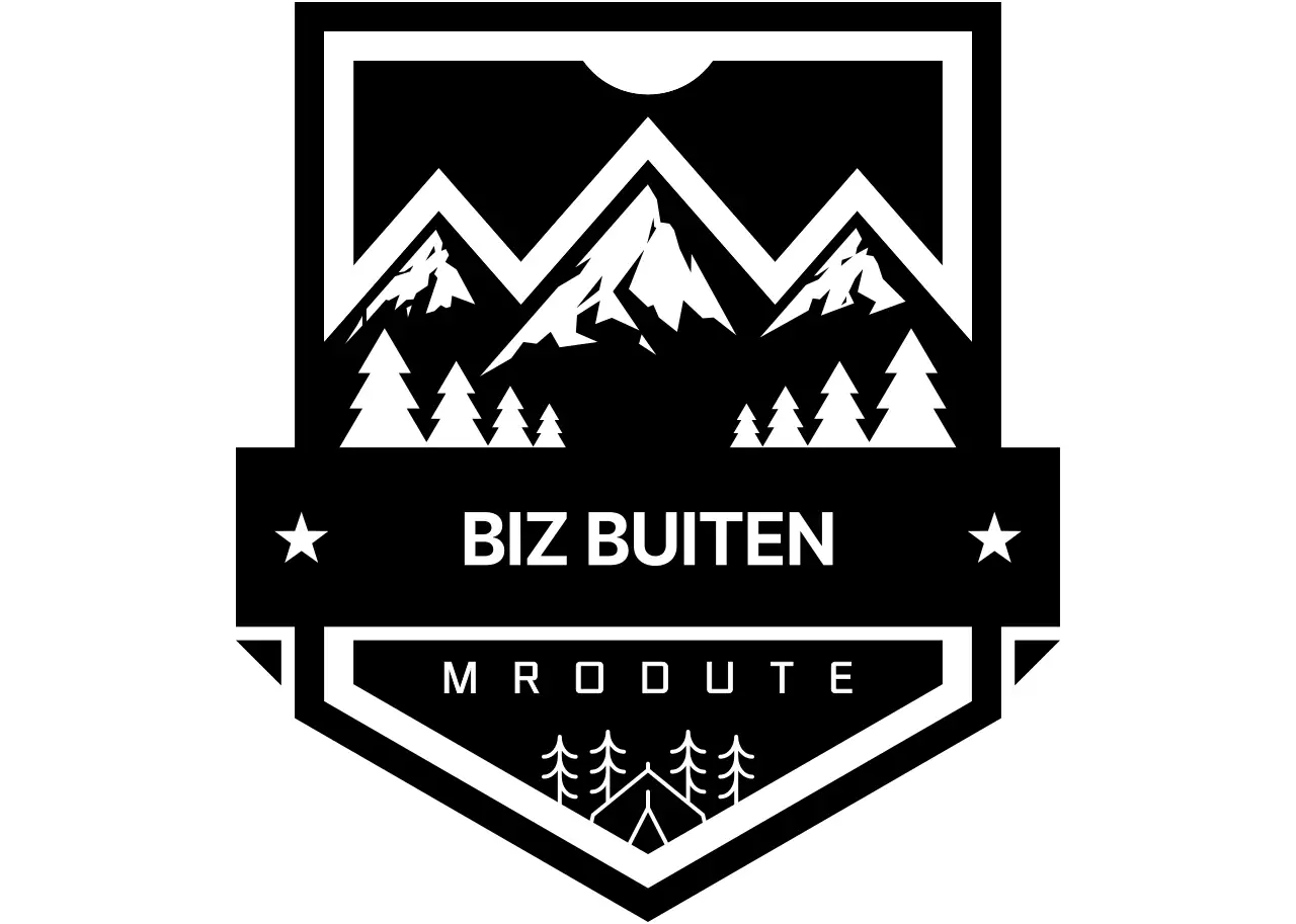 Eenvoudig concept camping buitenlogo in wit en zwart