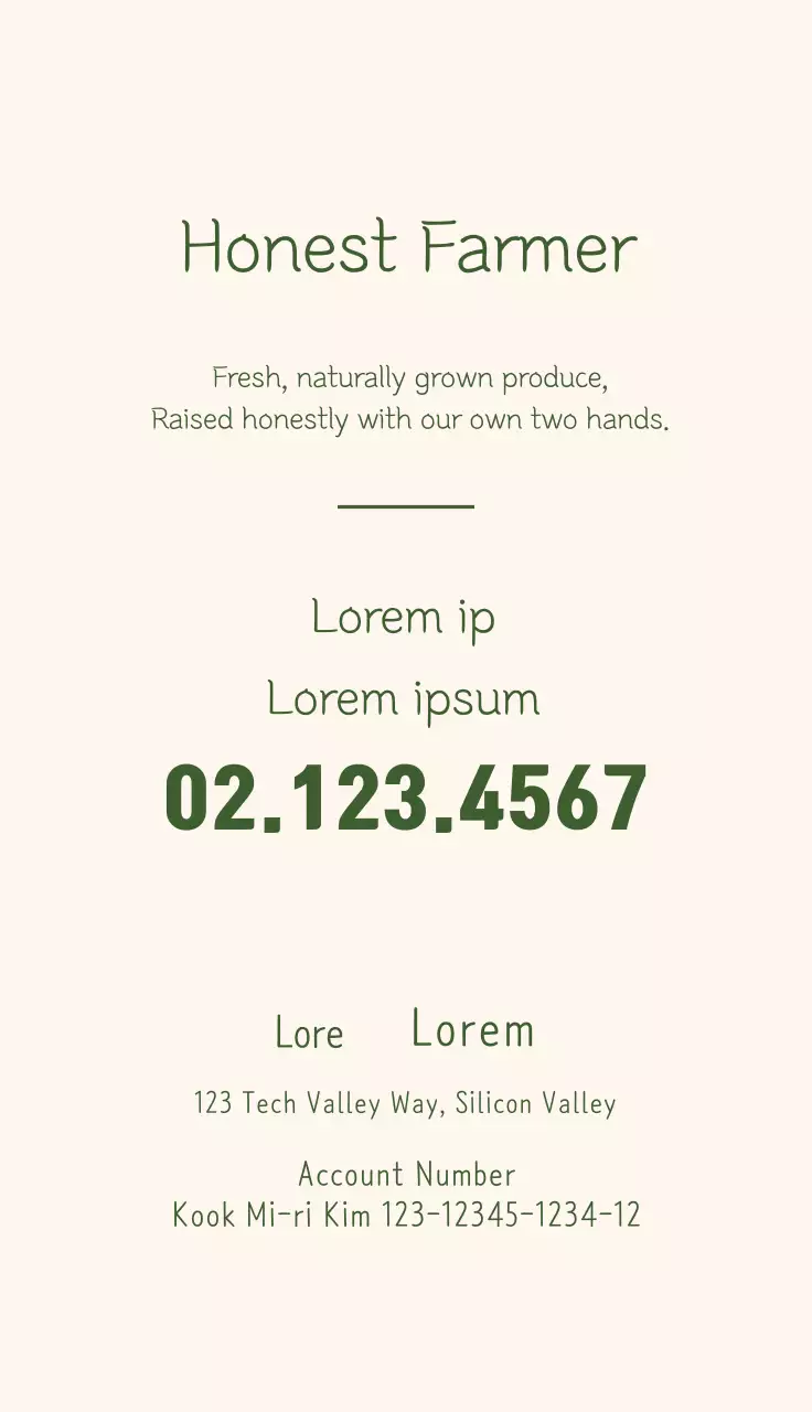 Danh thiếp quảng cáo nông dân xanh mộc mạc