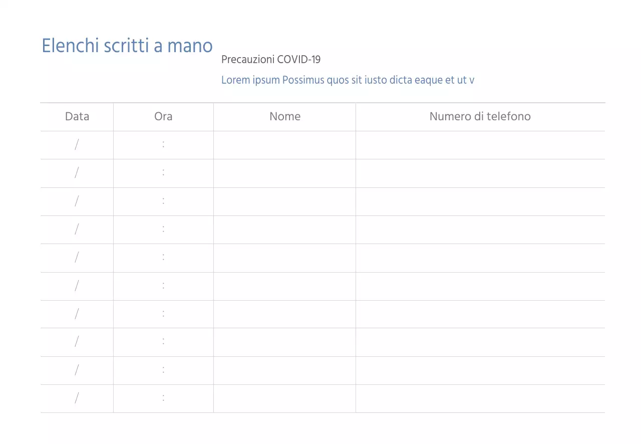 Elenco manoscritto di Corona