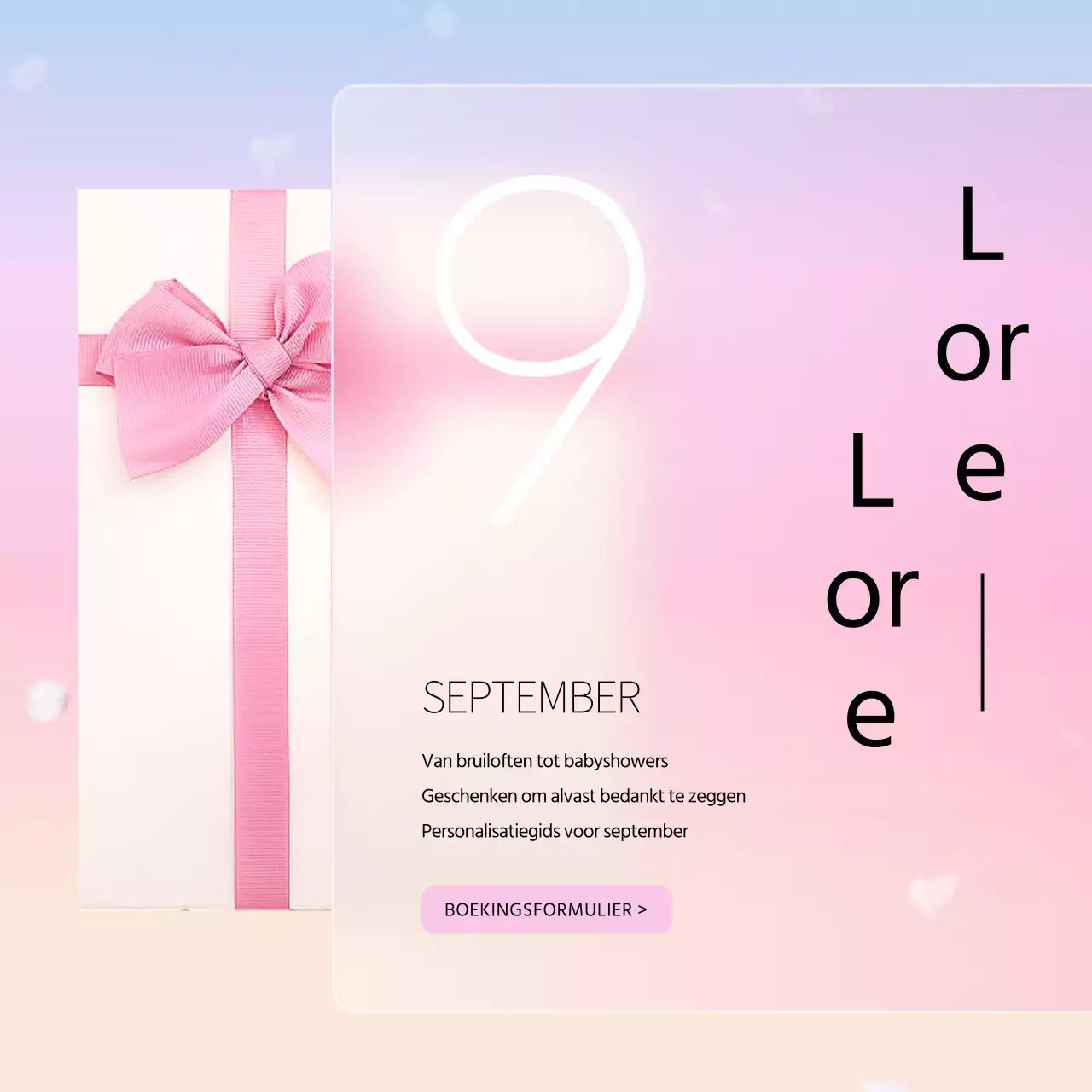 Instructies voor het bestellen van een roze en lichtblauw glamourcadeau