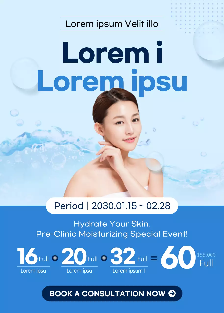 Poster Promosi Perawatan Kulit Modern Berwarna Biru