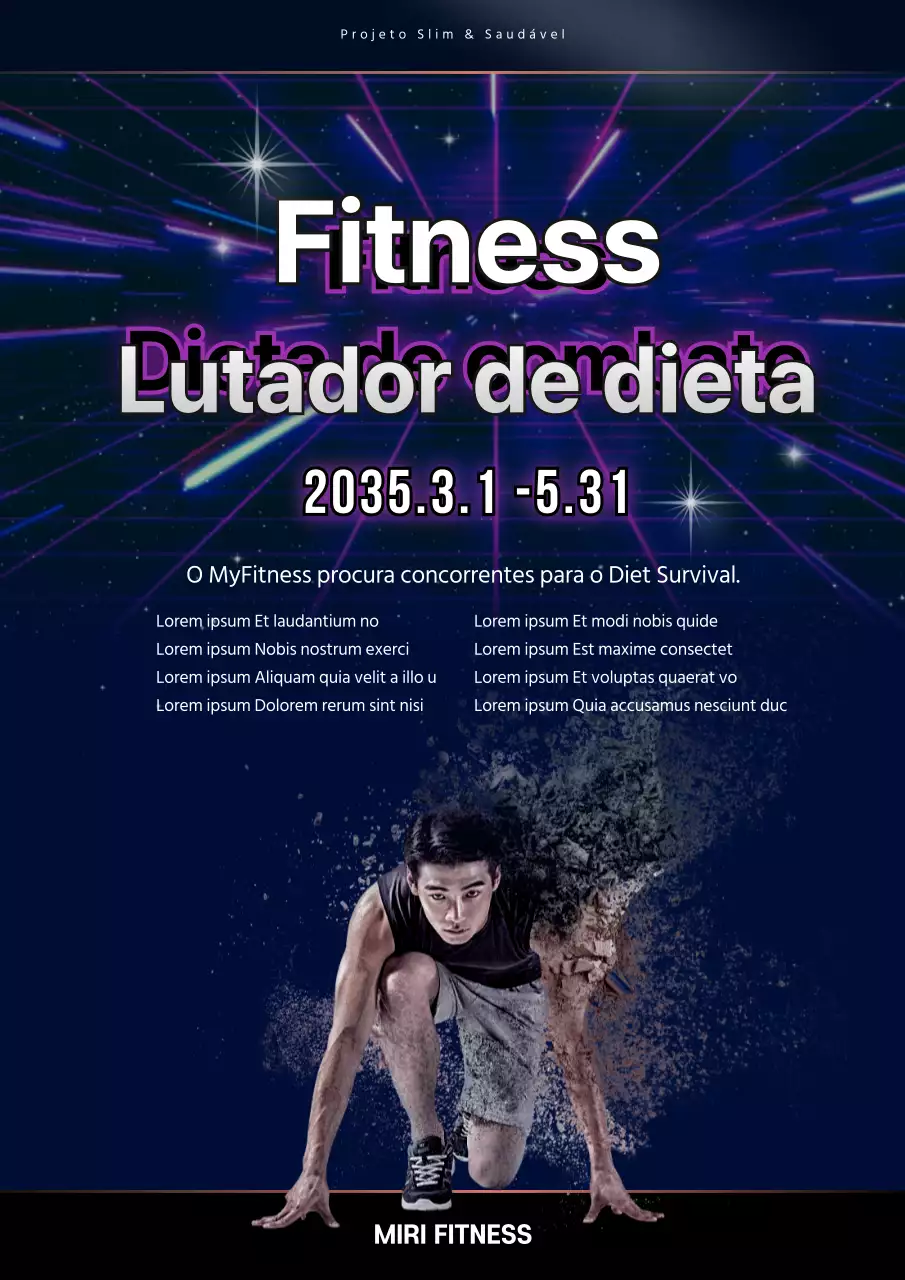 Guia de eventos de fitness da Purple and Navy Diet Fighter