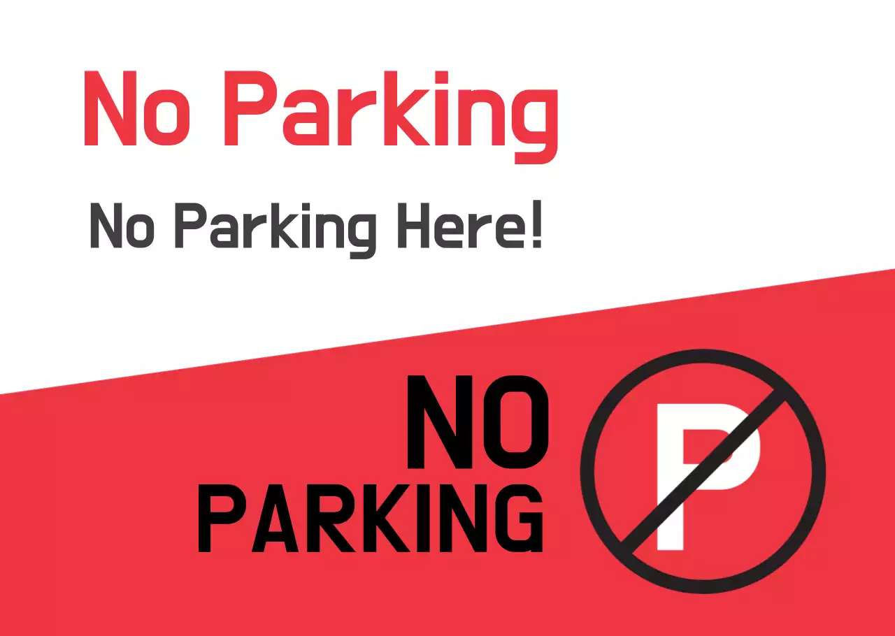 Red No Parking sign