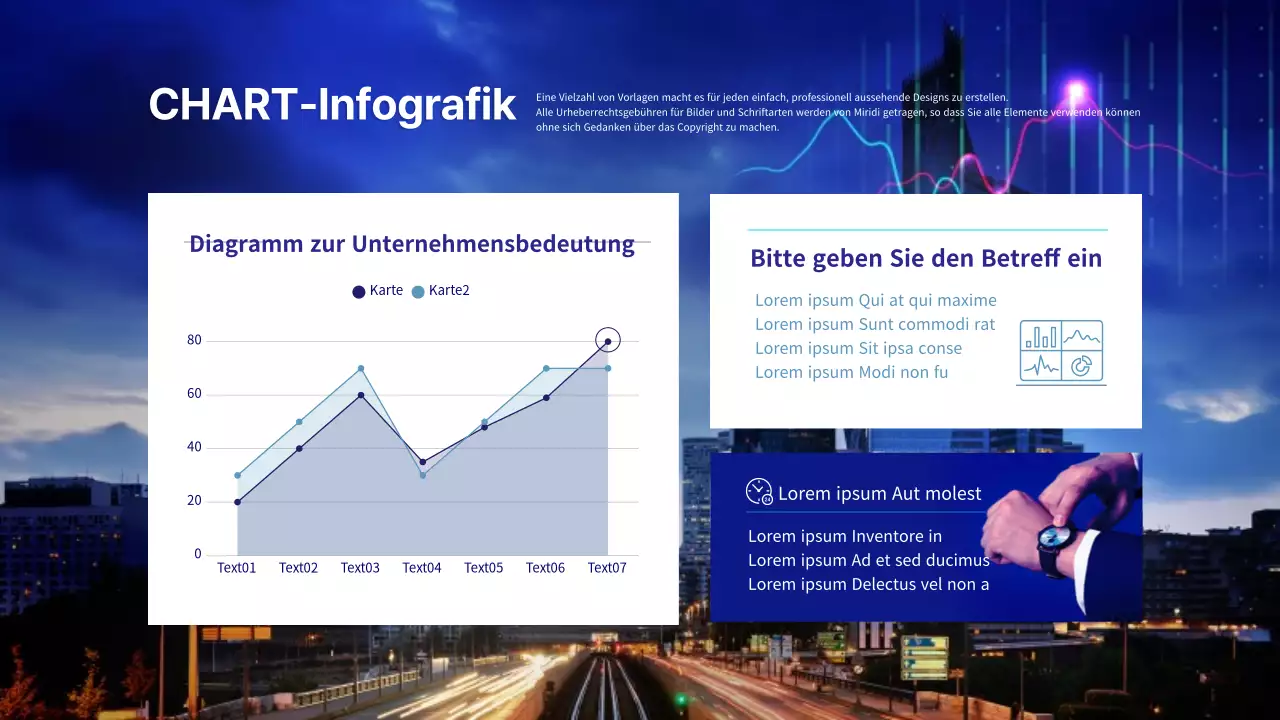 Blaue, sachliche, grafische Infografik