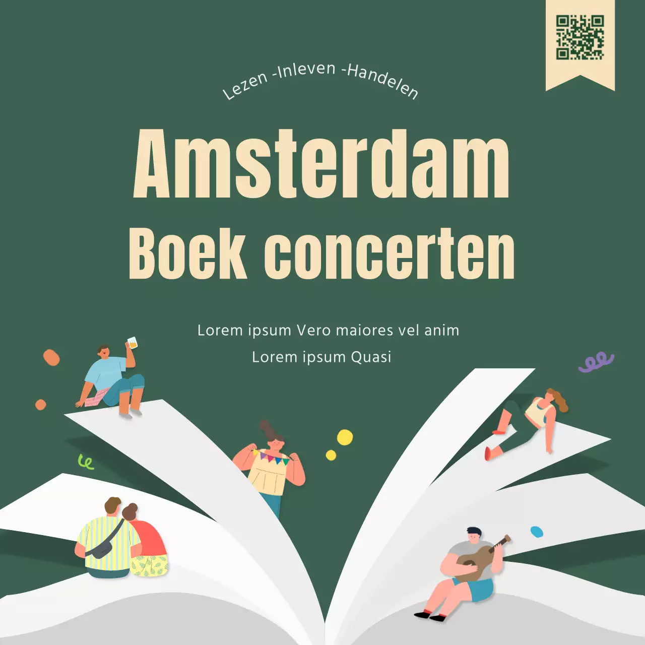 Een eenvoudig, groen universiteitsboekconcert