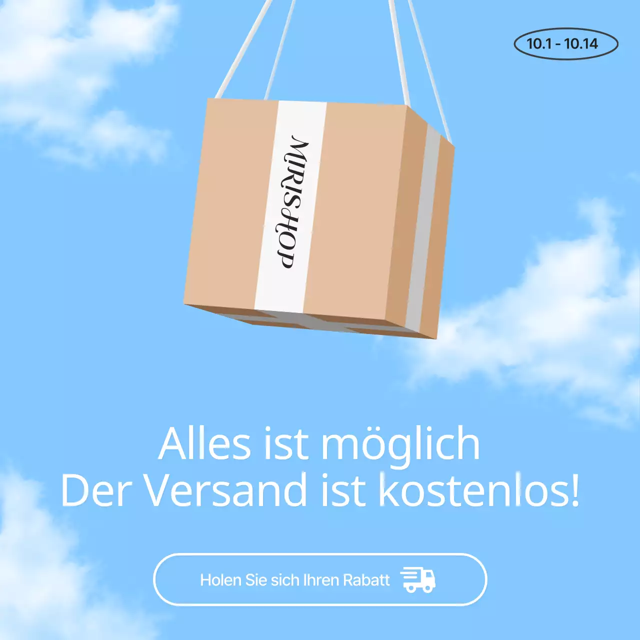 Einfache kostenlose Versandaktion in Hellblau und Beige