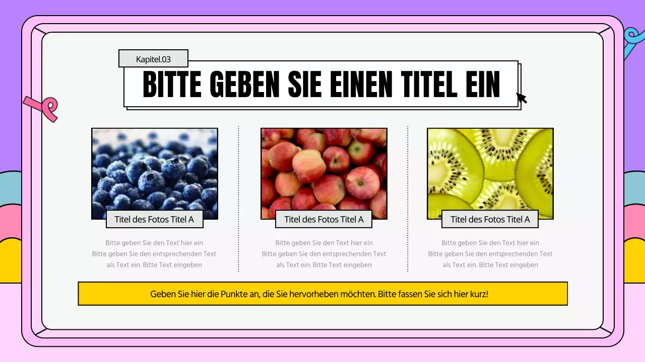 Ein kitschiger Geschäftsplan in Rosa und Lila