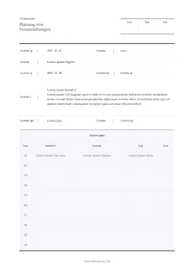 Ein einfacher, tabellarischer Veranstaltungsplaner in Marineblau