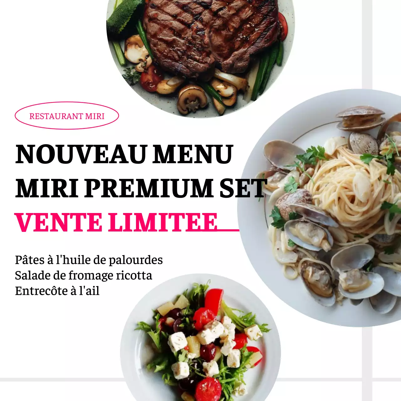 Promouvoir un nouveau menu simple sur fond blanc