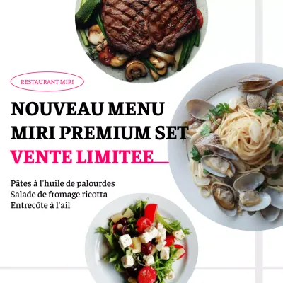 Promouvoir un nouveau menu simple sur fond blanc