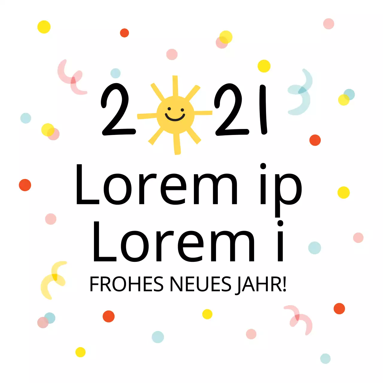 Gelber illustrierter Neujahrsgrußaufkleber