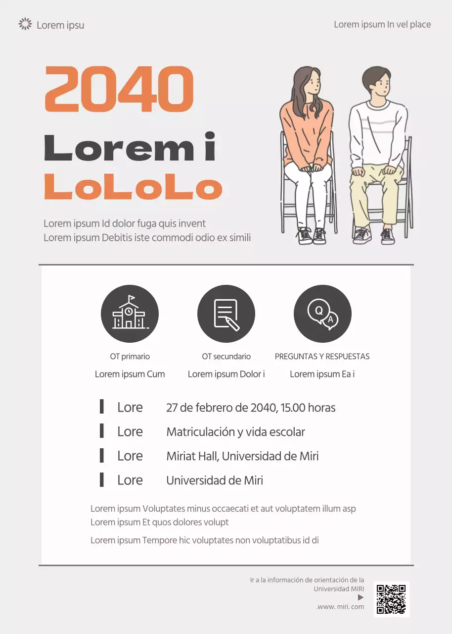 Un sencillo cartel de orientación universitaria en tonos grises