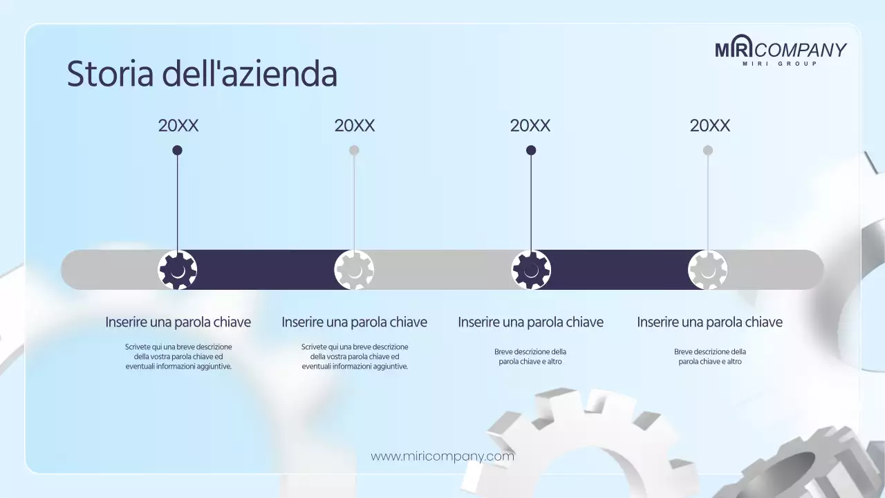 Piano aziendale con ingranaggi 3D in tonalità blu