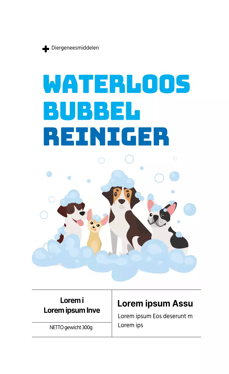 Blauwe Illustratie Schattig Shampoo Etiket