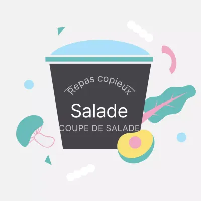 Light Grey Cute Simple Cup Salad Lunch Box Stickers