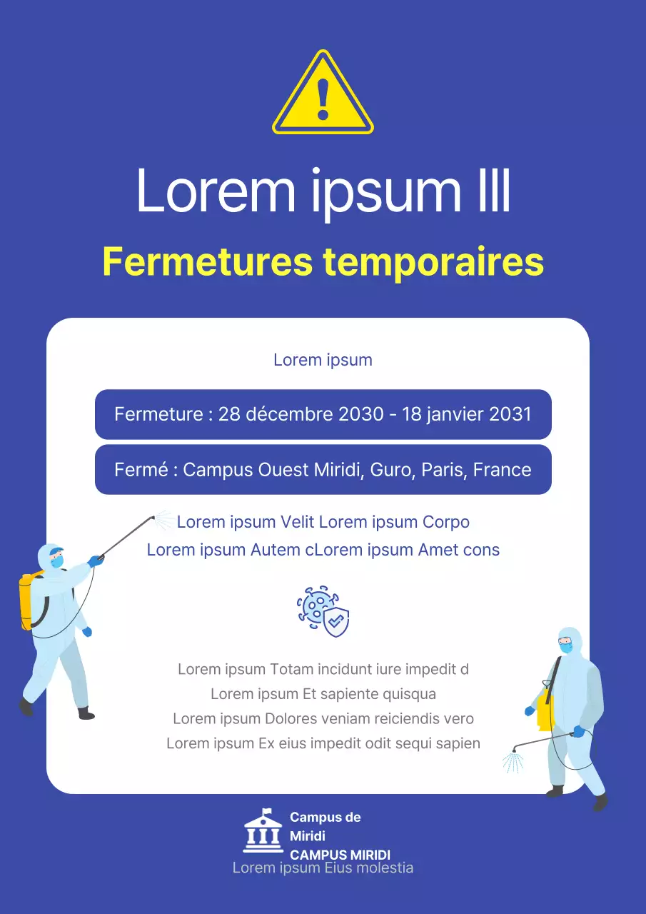 Panneau simple de désinfection pour la lutte contre les nuisibles sur fond bleu