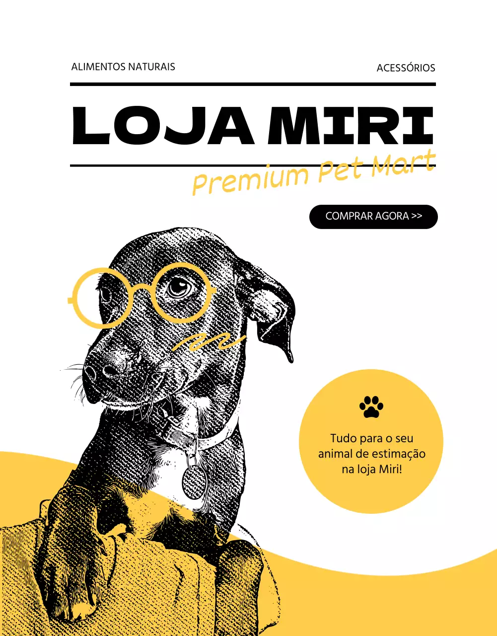 Eventos Petmart amarelos e ilustrados
