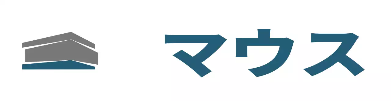 グレーとターコイズの建築事務所シンボルロゴと会社名