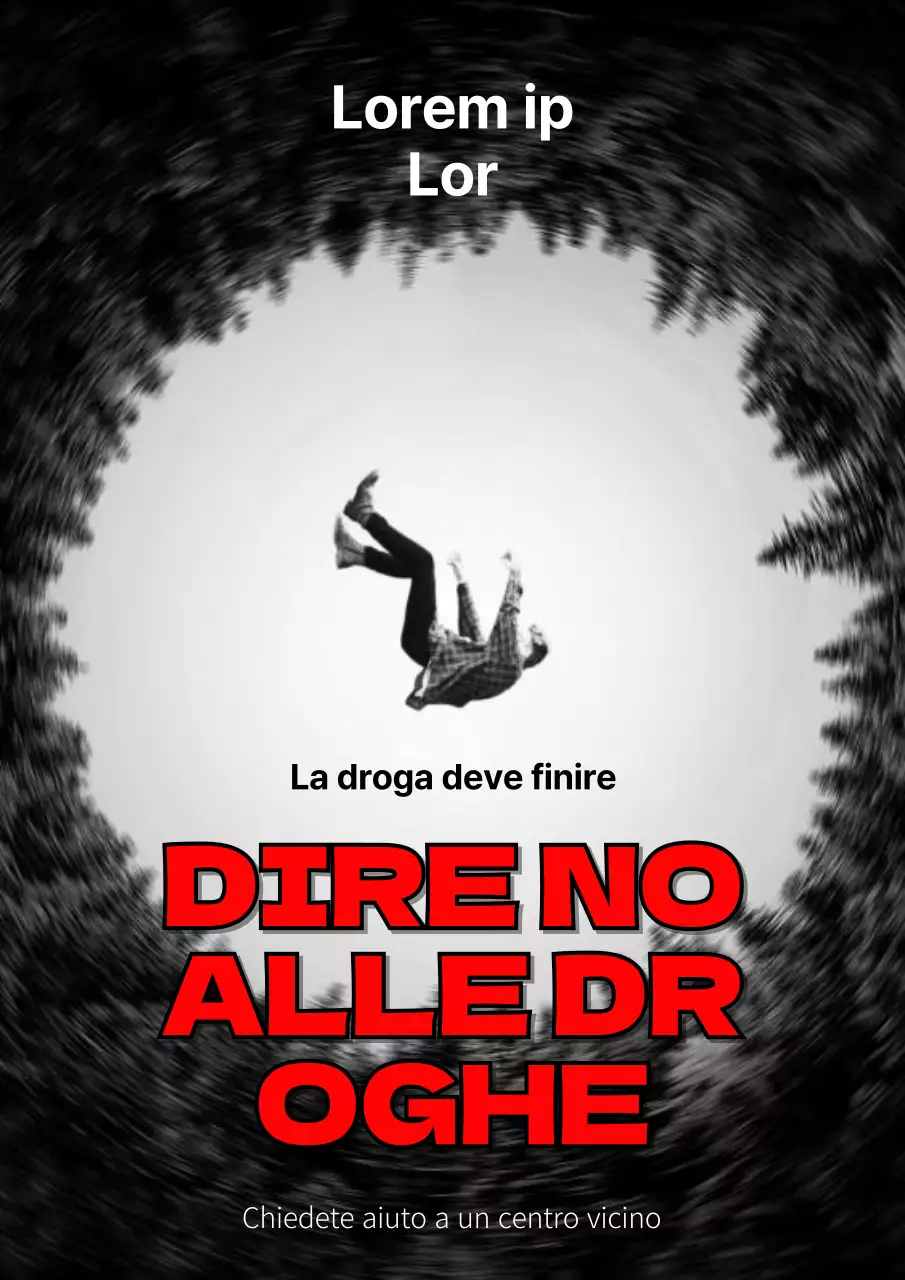 Un semplice annuncio di campagna antidroga in bianco, nero e rosso